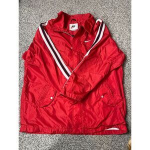 VTG Nike Windbreaker Men's XL Y2K‎ 90s Full Zip Red Fleece Lined Swoosh Striped